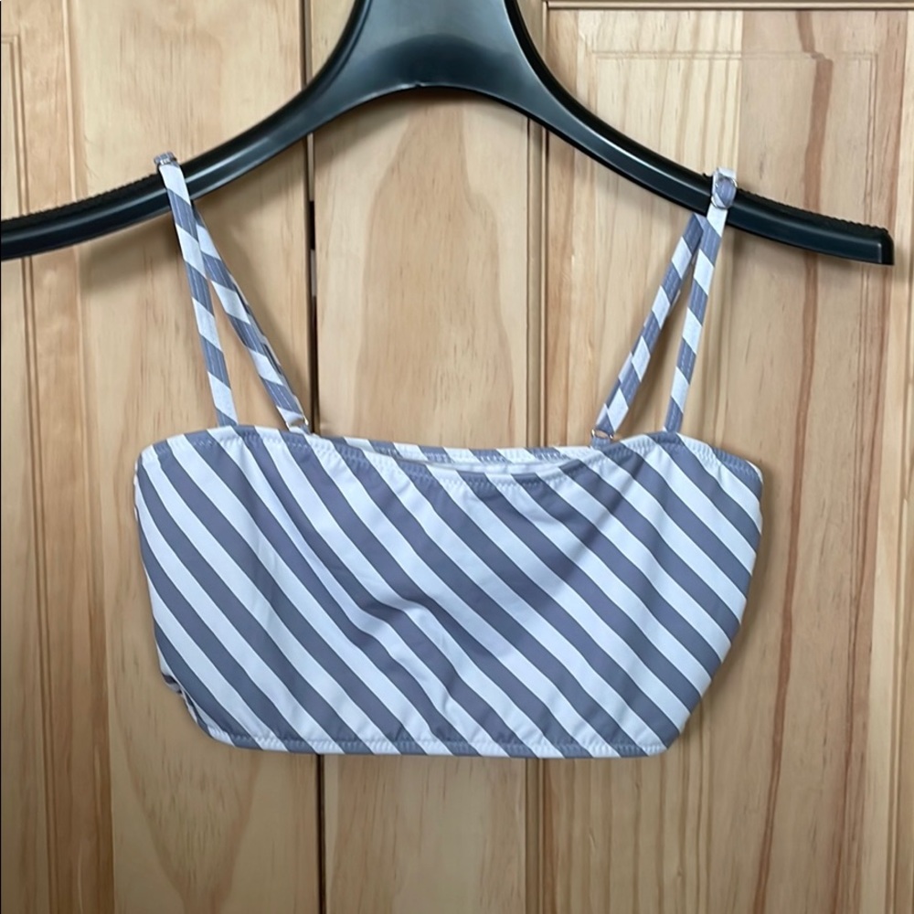 Grey and white bathing suit top